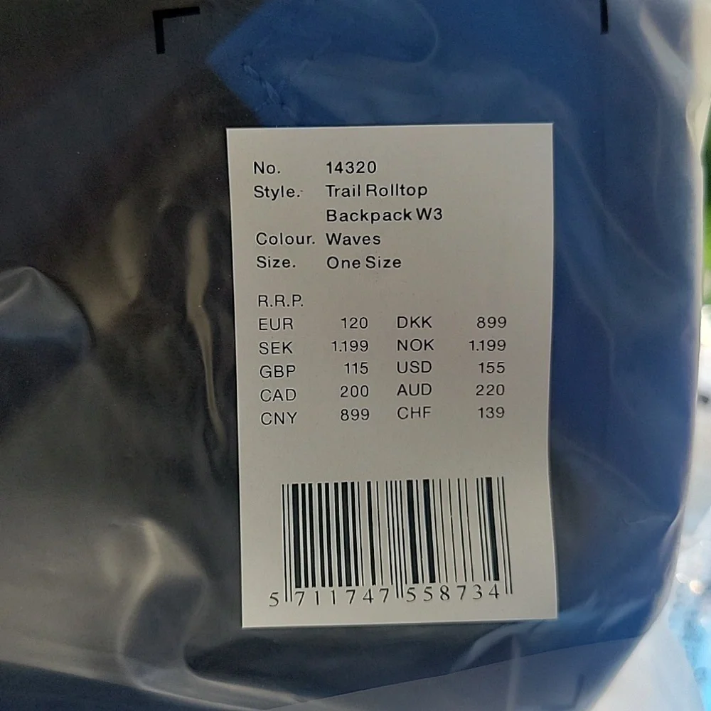 Rains Trail Rolltop Backpack Waves NWT - Picture 7 of 7